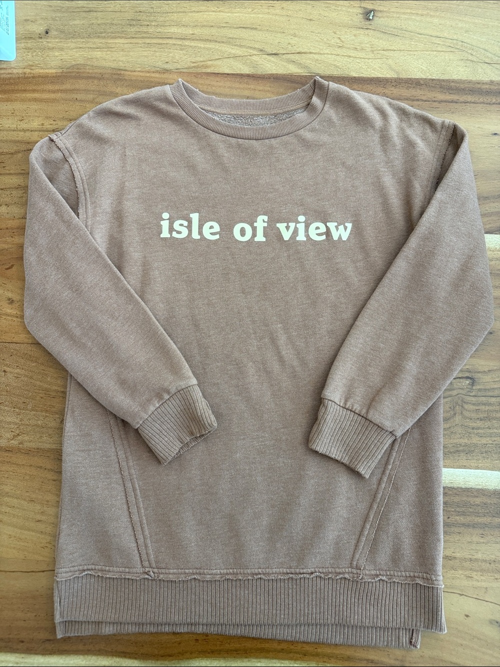 Custom Made Brown Crewneck Sweatshirt with 'Isle of View' Print